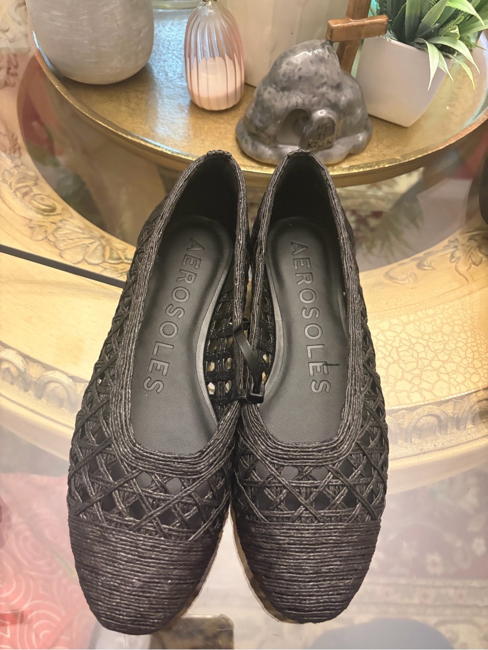 AEROSOLES Black Woven Slip-On Ballet Flats Brand New without tags